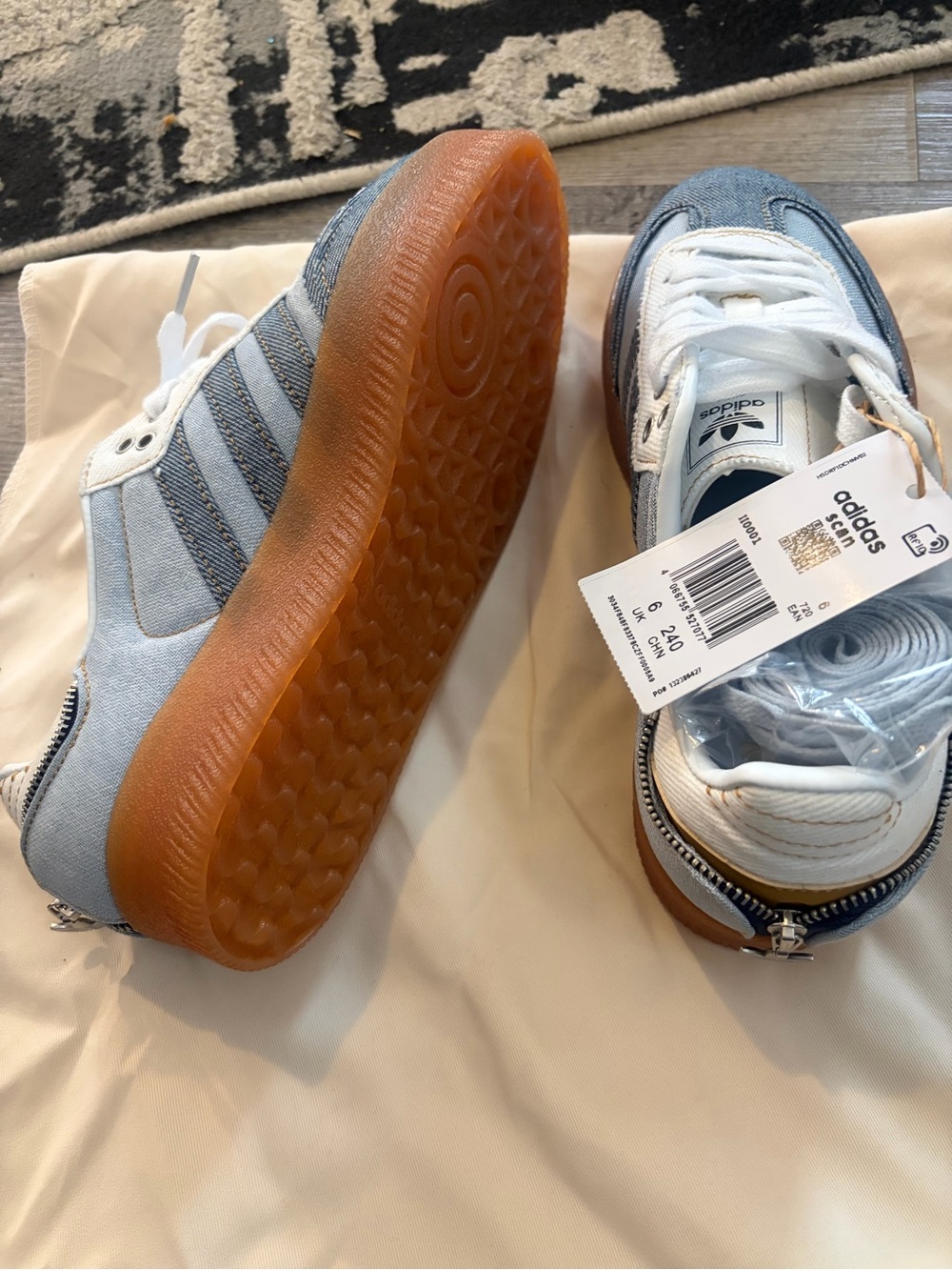 adidas Denim Low-Top Sneakers in Blue & Brown - Picture 3 of 5